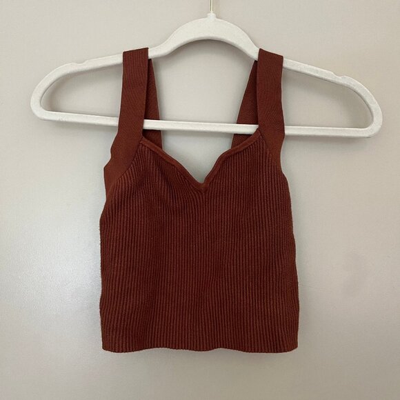 Abercrombie & Fitch Sweetheart Knit Ribbed Tank Top - Picture 1 of 3